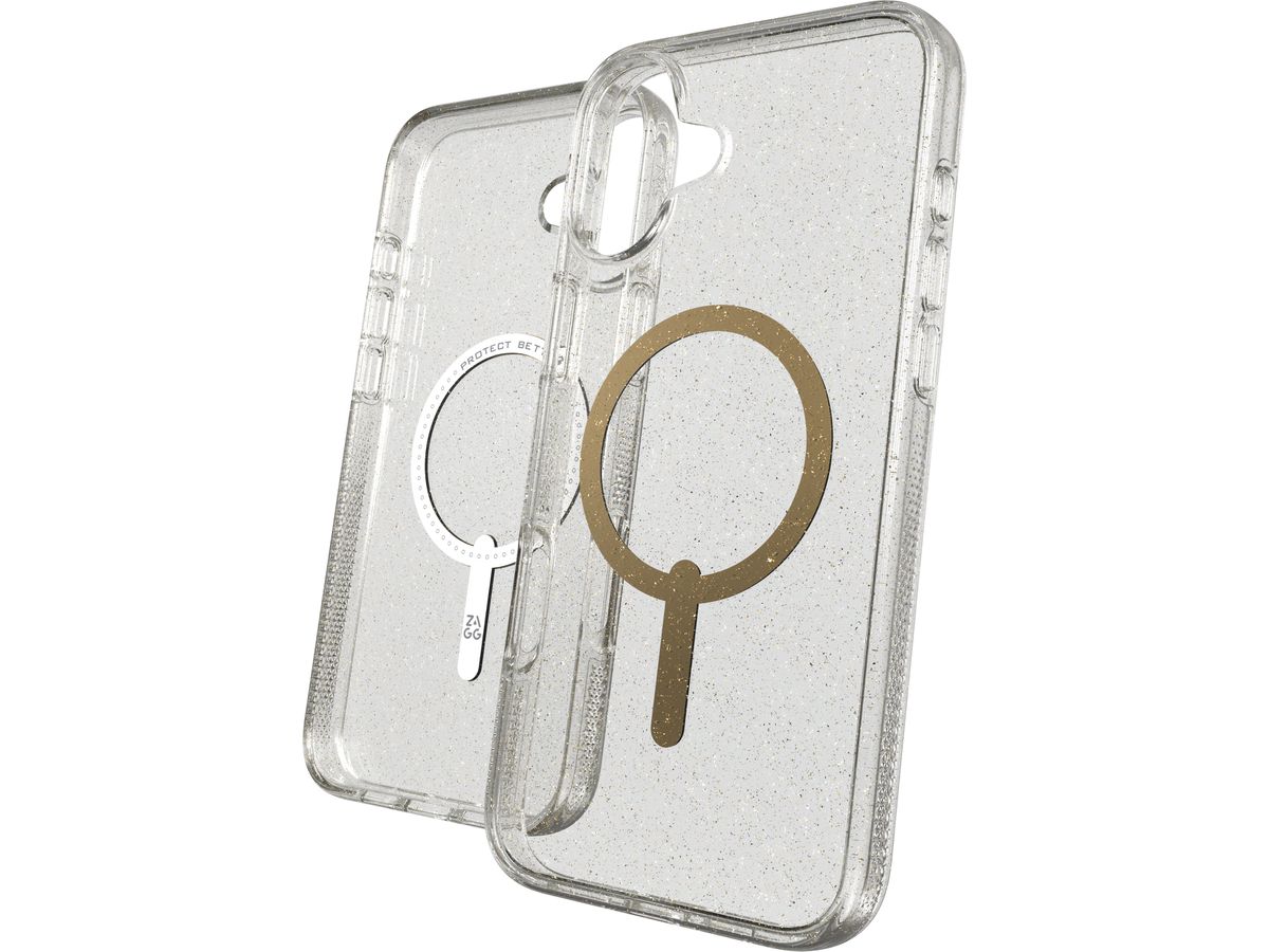 ZAGG Milan Cases Snap Apple 702315127 iPhone 16 Plus,Gold Glitter (0840390319630)