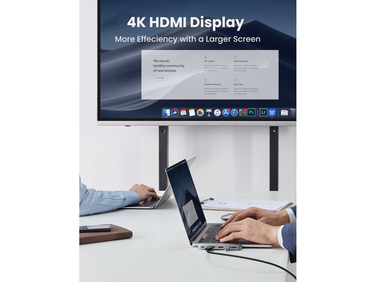UGREEN USB-C 5in2 Hub, Grey 60559 HDMI,3xUSB-A,USB-C MB Pro/Air (6957303865598)
