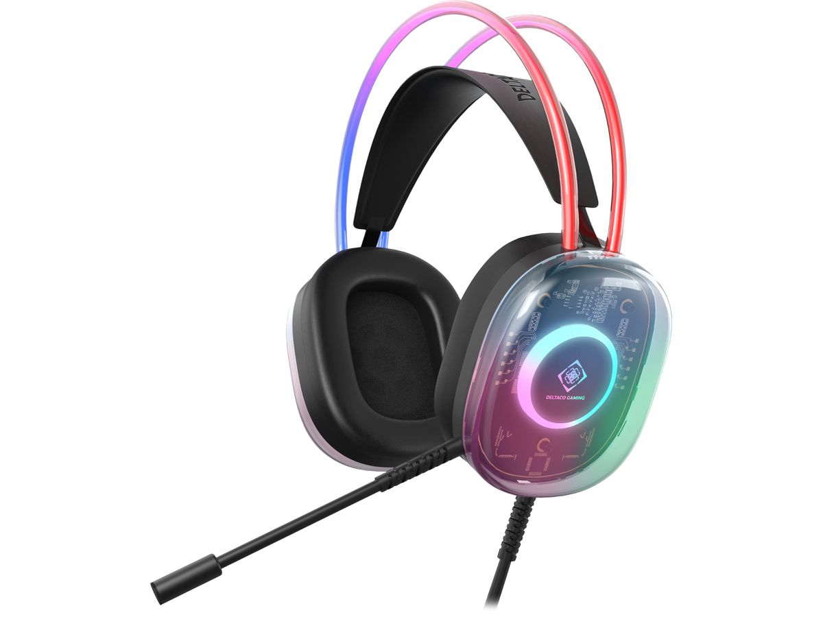 DELTACO GAMING Headset DH230 RGB GAM-186 Semi-transp.Headband,Earcups (5706470154537)