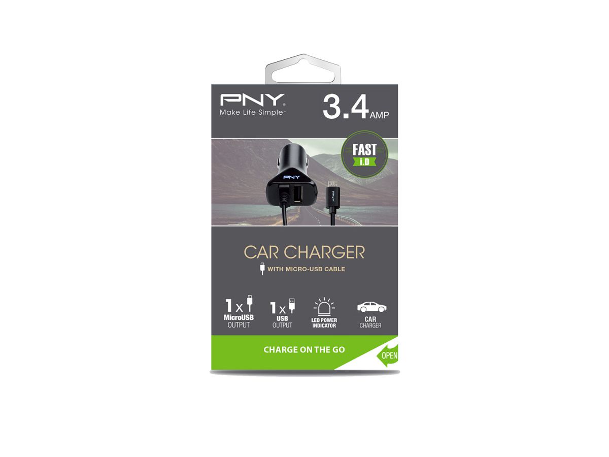 PNY Micro USB Car Charger P-DC-UU-K01-04-RB 1-04-RB (3536403347154)