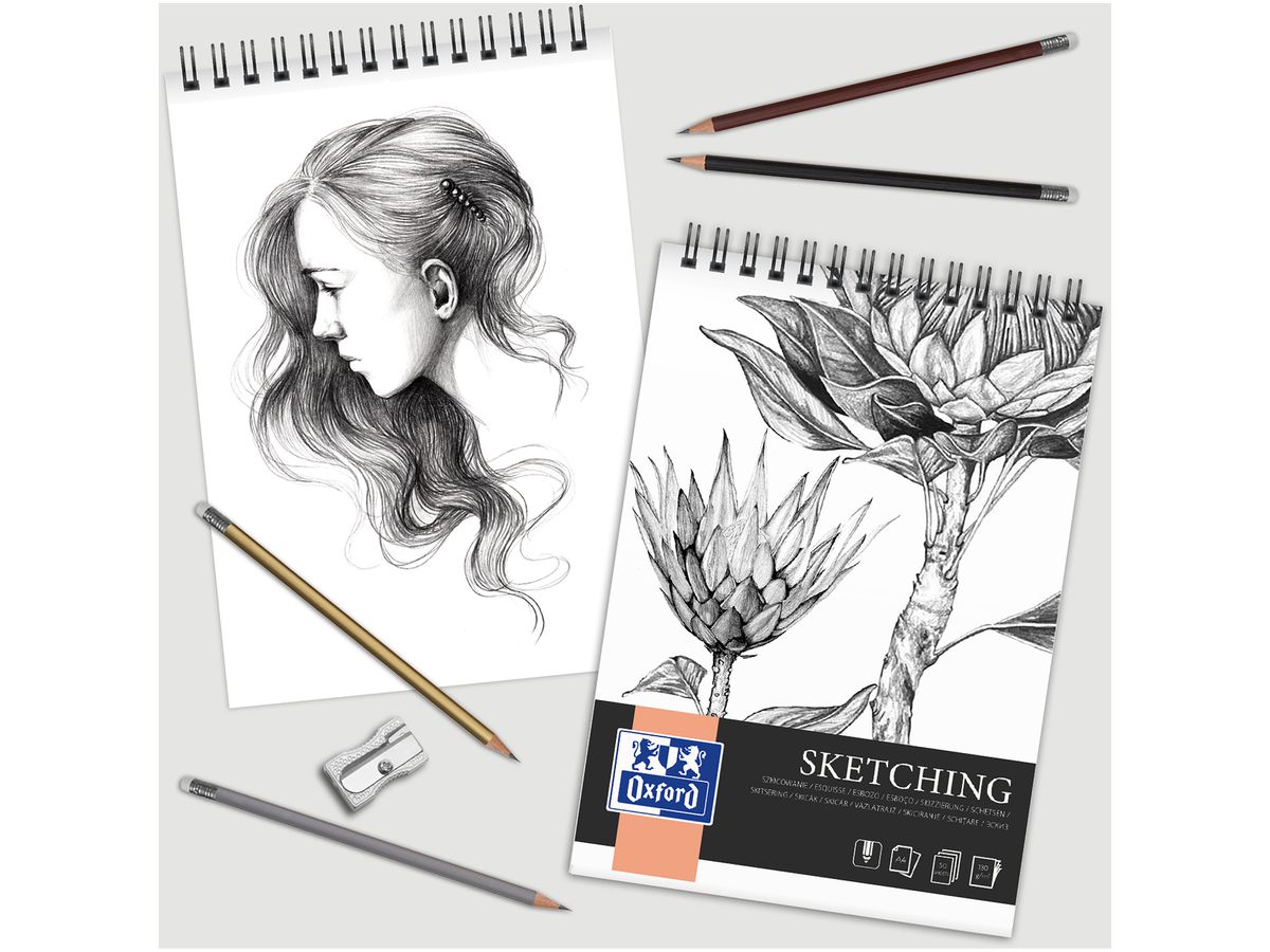 OXFORD Art Bloc à spirales A4 400166128 en blanc, 120g 50 feuilles (5904017078029)