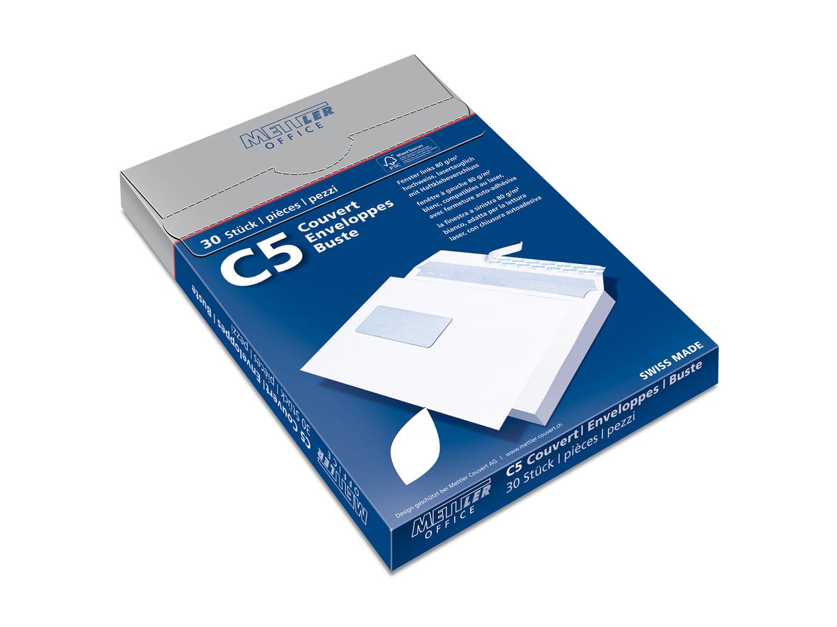 METTLER Couvert Fenster links C5 8065-100-S30 100g, hochweiss, Kleber 30 Stk (7640126062952)