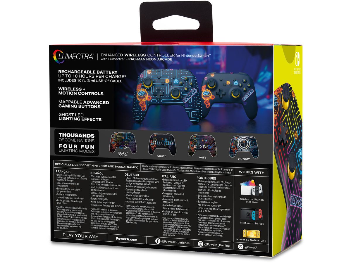 POWER A Enhanced Wireless Ctrl. NSGP0458-01 NSW,Pac Man,Neon Arcade (0617885141515)