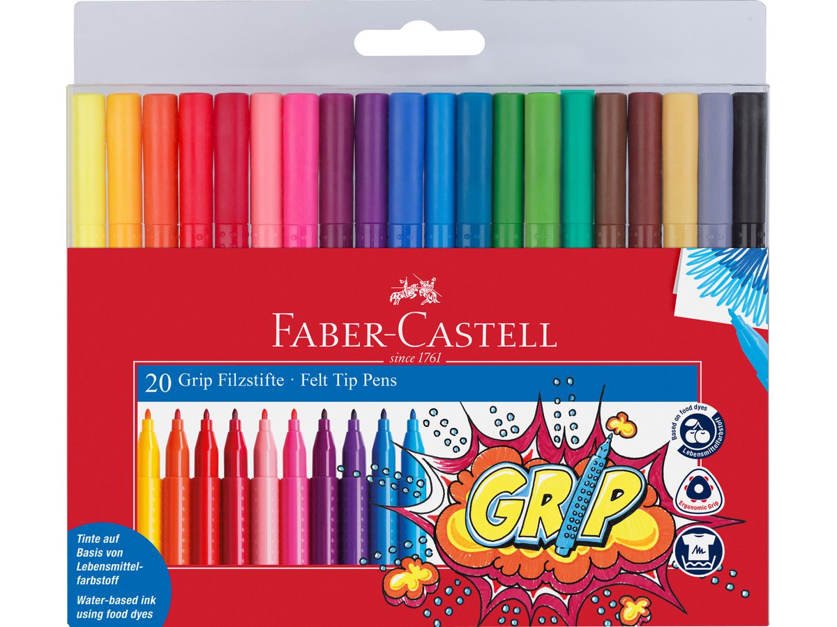 FABER-CASTELL Grip Colours 155320 20 Farben, Etui (4005401553205)
