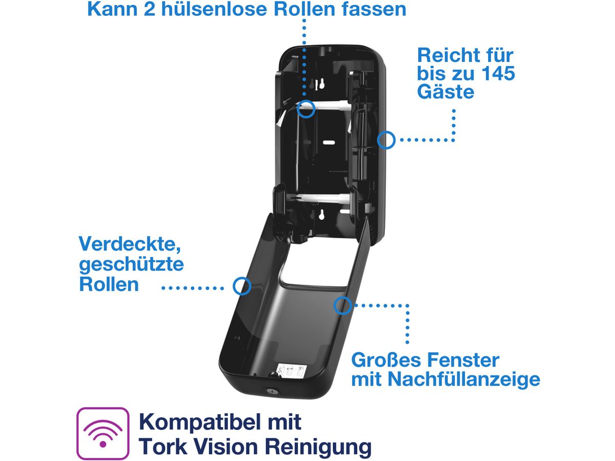 TORK Spender Toilettenpapier T7 558042 OptiServe®, schwarz (7322542403648)