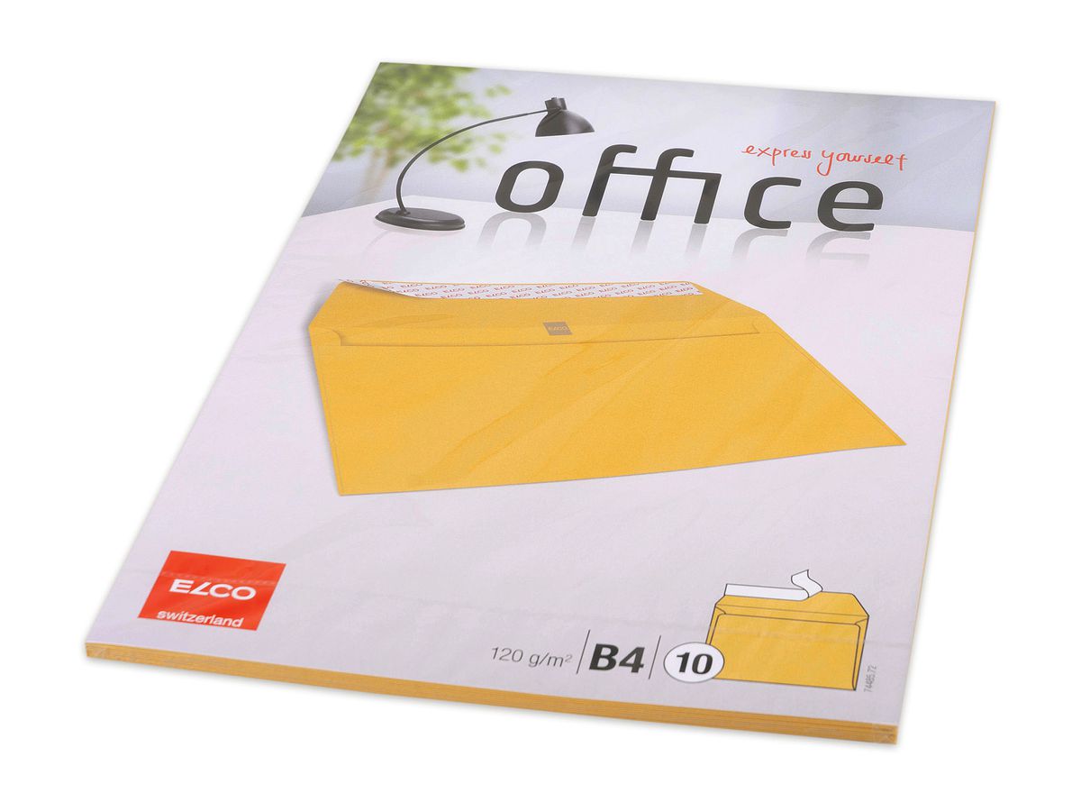 ELCO Enveloppe Office s/fenêtre B4 74485.72 120g, jaune 10 pcs. (7611722014843)