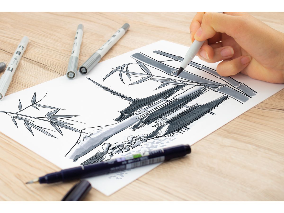 TOMBOW Dual Brush Pen ABT PRO ABTP-5P-3 Warm Grey Colours Set, 5 Stück (4003198150102)