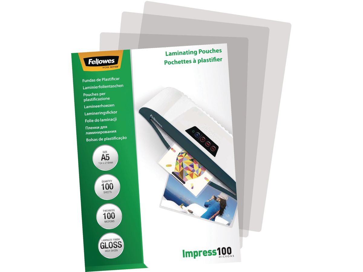 FELLOWES Pochettes à plastifier A5 5351002 brillant, 100my 100 pcs. (0077511535109)