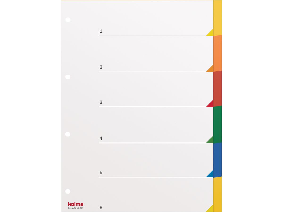 KOLMA Répertoires LongLife A4 19.064.20 multicouleur 6 div. (7611967190487)