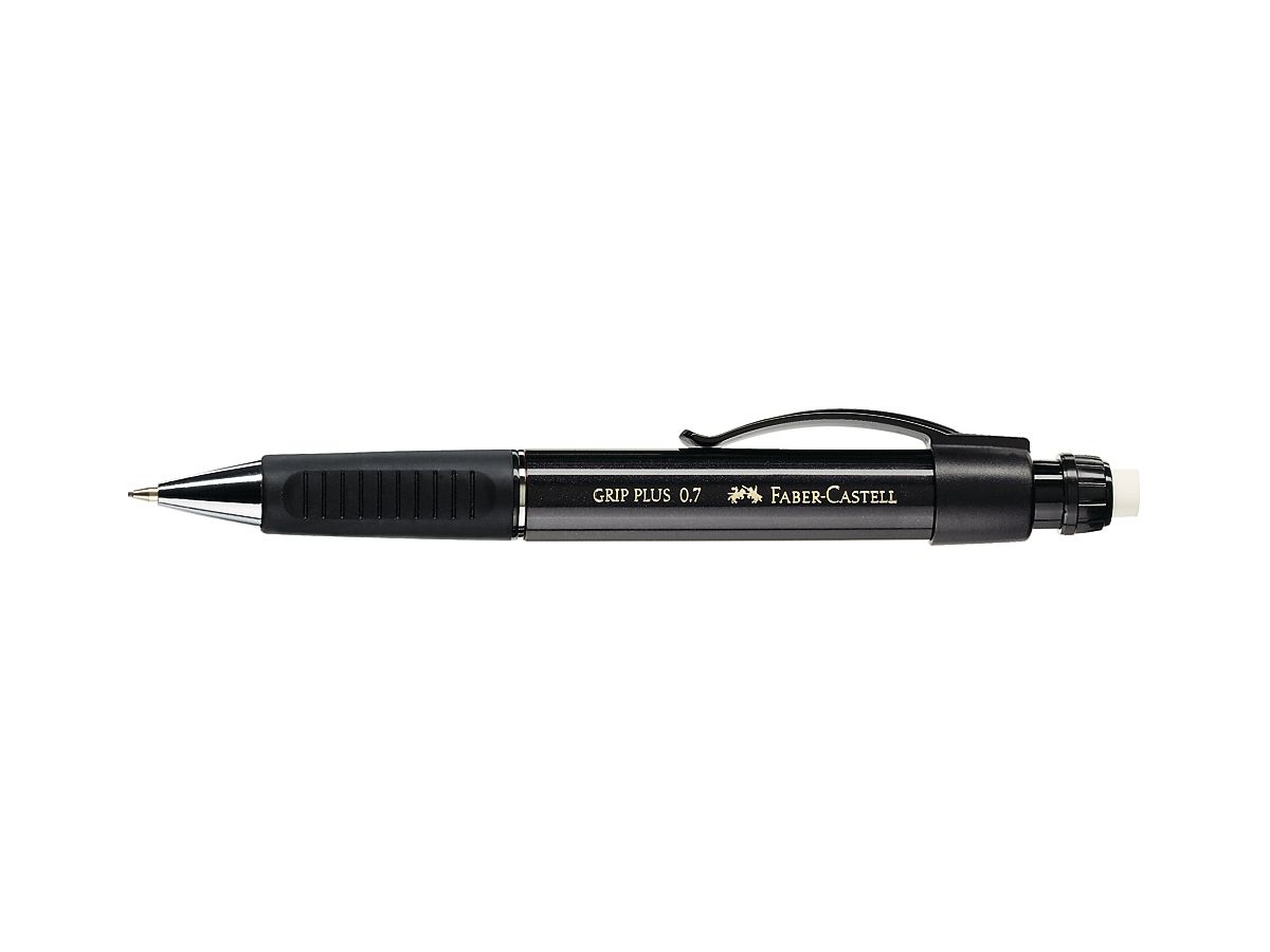 FABER-CASTELL Porte-mine GRIP PLUS HB 130733 noir métallisé, gomme 0.7mm (4005401307334)