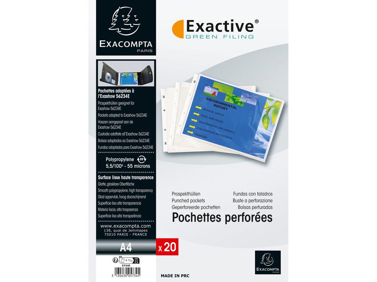 EXACOMPTA Dokumententasche Exacative A4 5734E 20 Stück, glatt, quer (3130630057345)