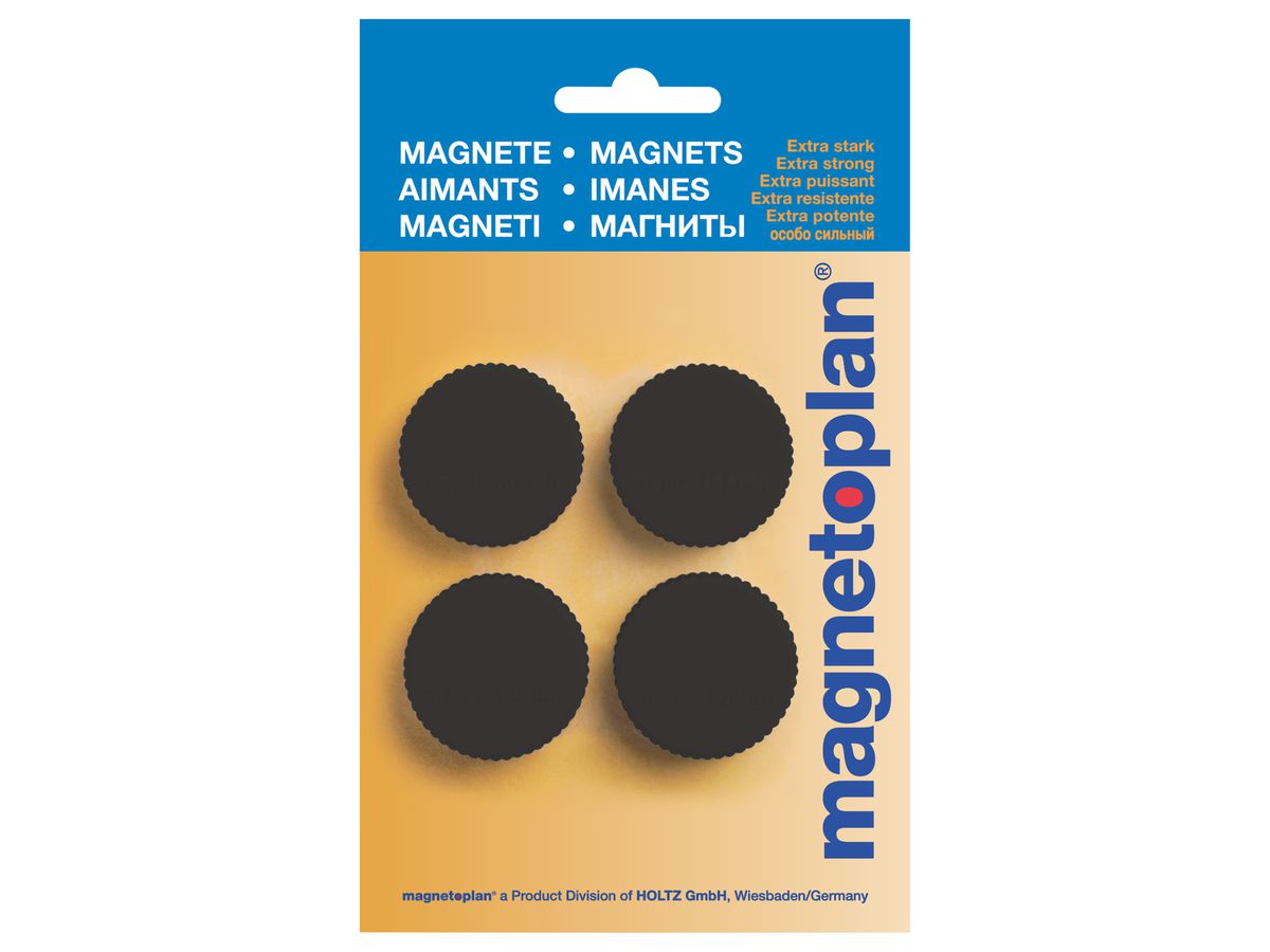 MAGNETOPLAN Aimants Magnum 16600412 noir, Blister 4 pcs. (4013695020549)