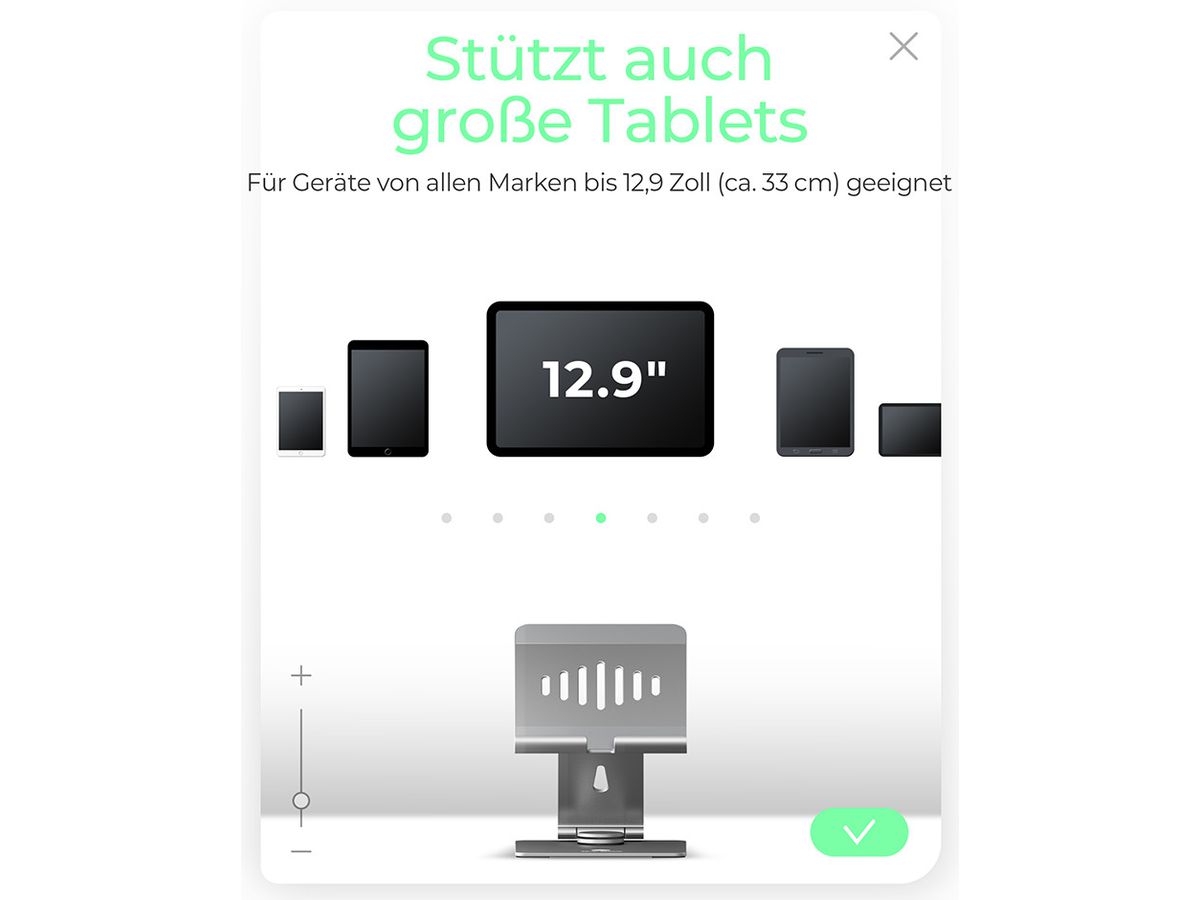 ICY BOX Rotatable and adjustable IB-TH200-R tablet stand silver (4250078173779)
