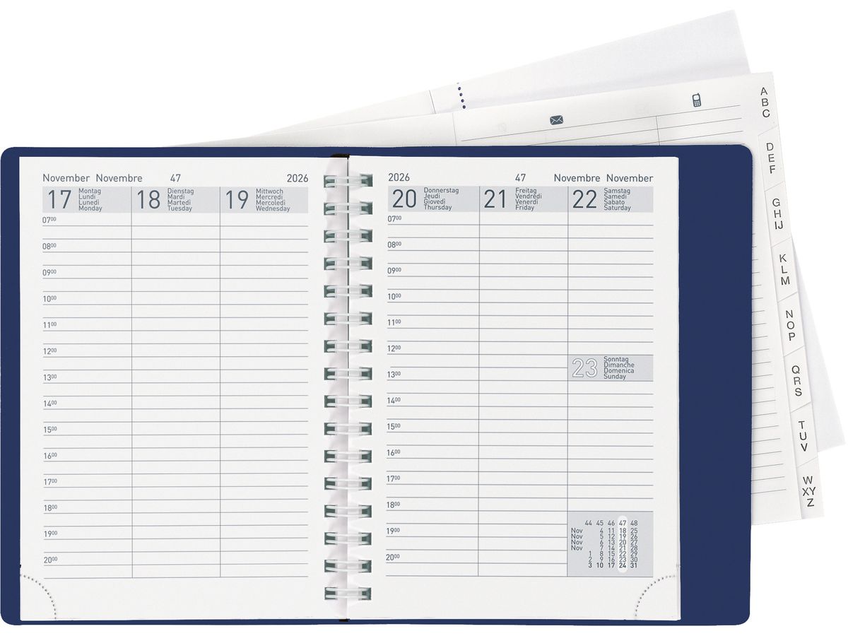 BIELLA Agenda Rex Wire-O 2026 825773050026U 1S/2P blu ML 10.1x14.2cm (7611365526000)