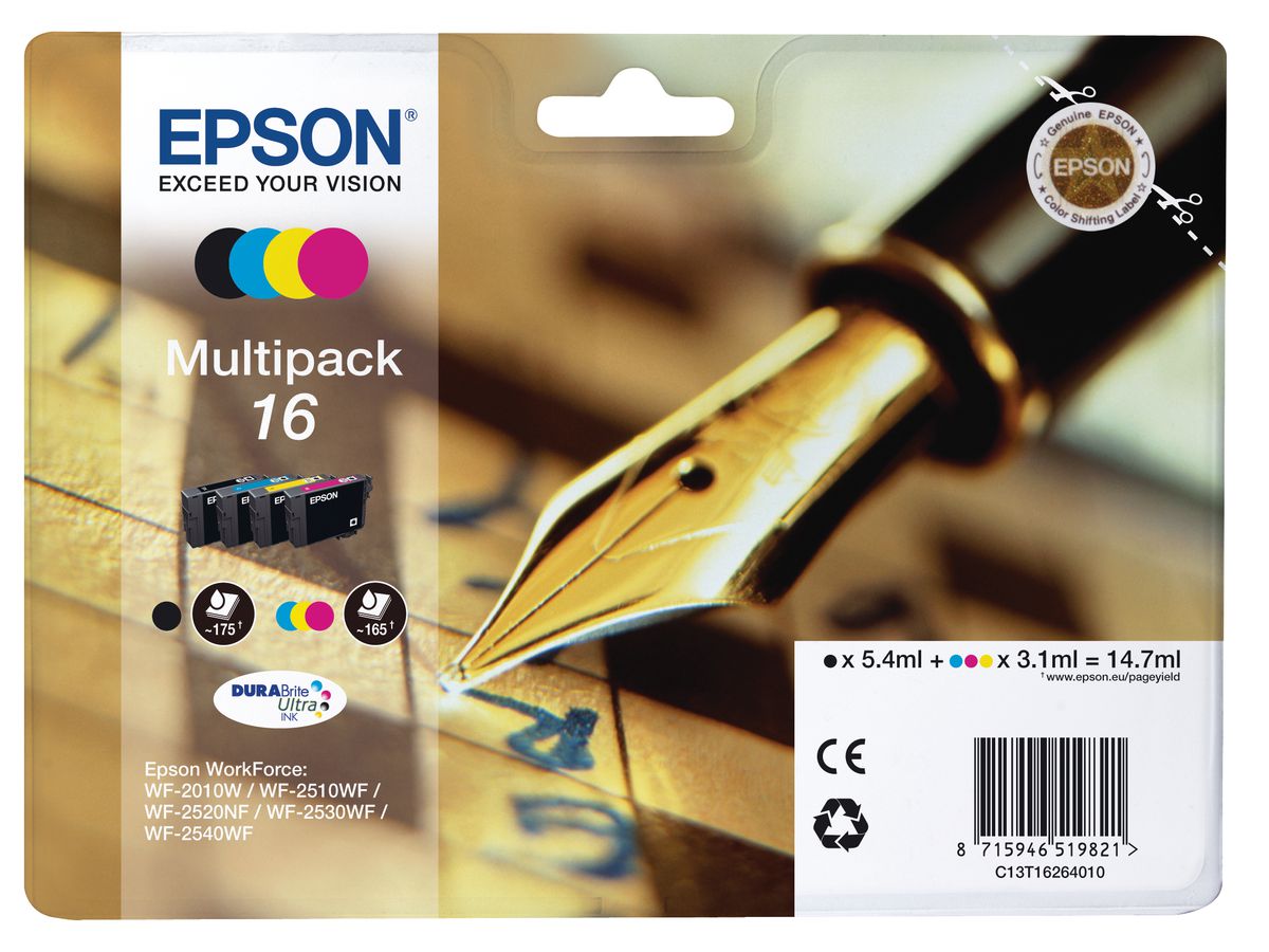 EPSON Multipack Encre 16 CMYBK T162640 WF 2010/2540 165/175 pages (8715946624969)