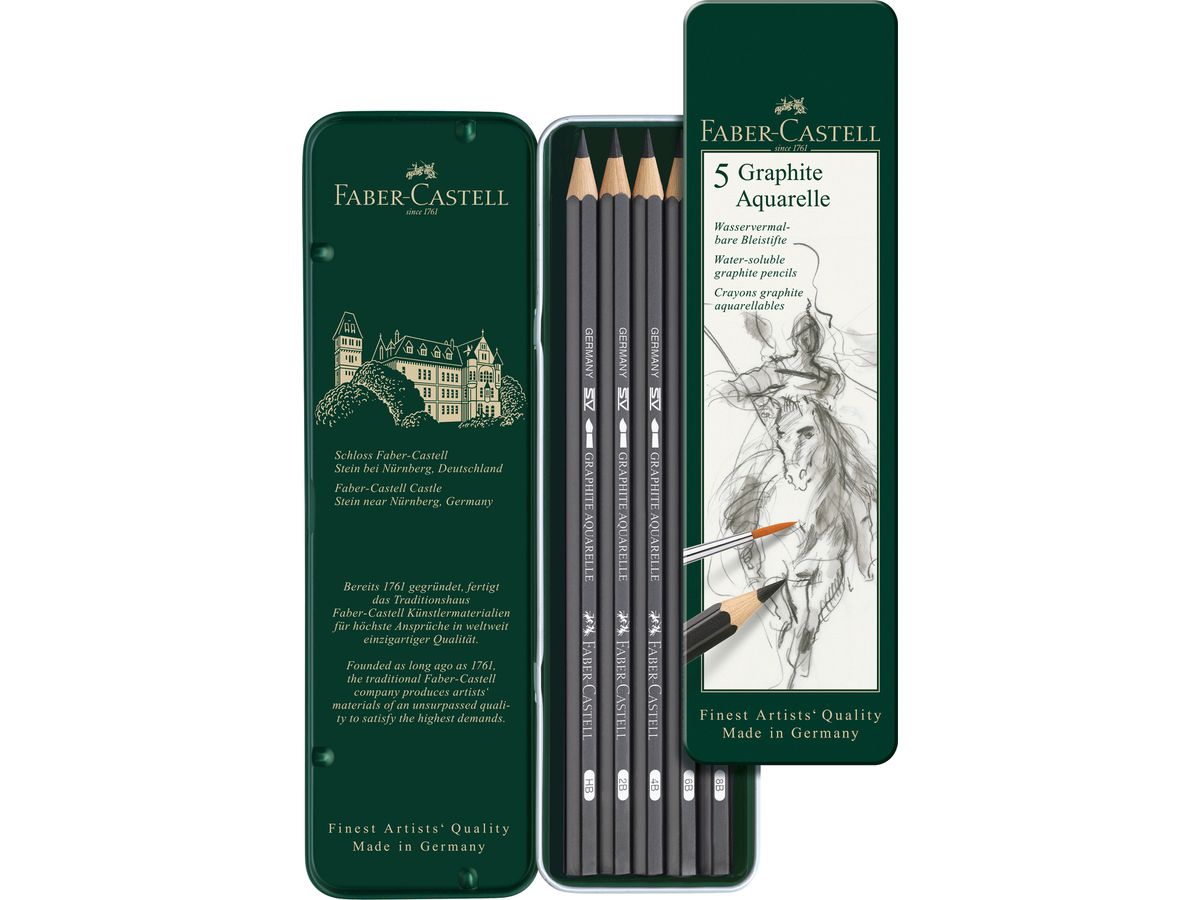 FABER-CASTELL Matita Graphite Aquarelle 117805 metallic box 5 pezzi (4005401178057)