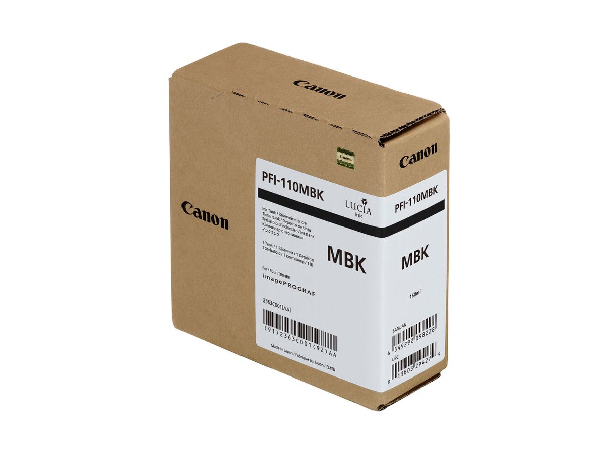 CANON Tintenpatrone matt schwarz PFI110MKB iPF TX-2000/300O/4000 160ml (4549292098228)