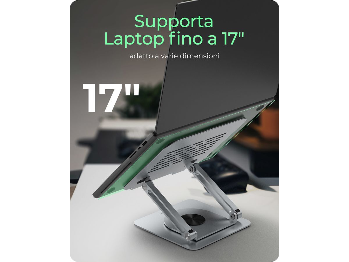 ICY BOX Rotatable and fully adjustable IB-NH300-R notebook stand 17 Inch silver (4250078174462)