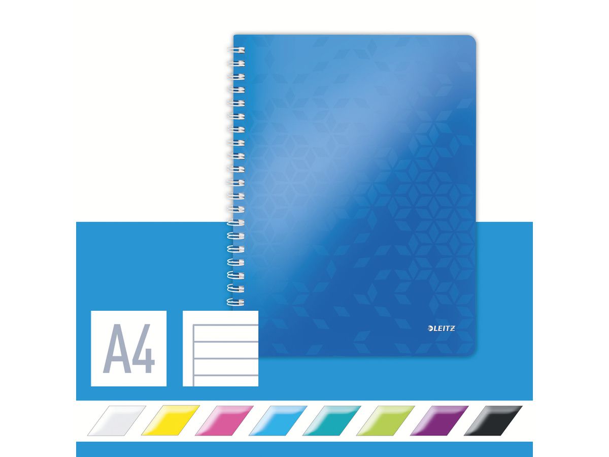 LEITZ Libro spirale WOW PP A4 46370036 blu 80 fogli (4002432107612)