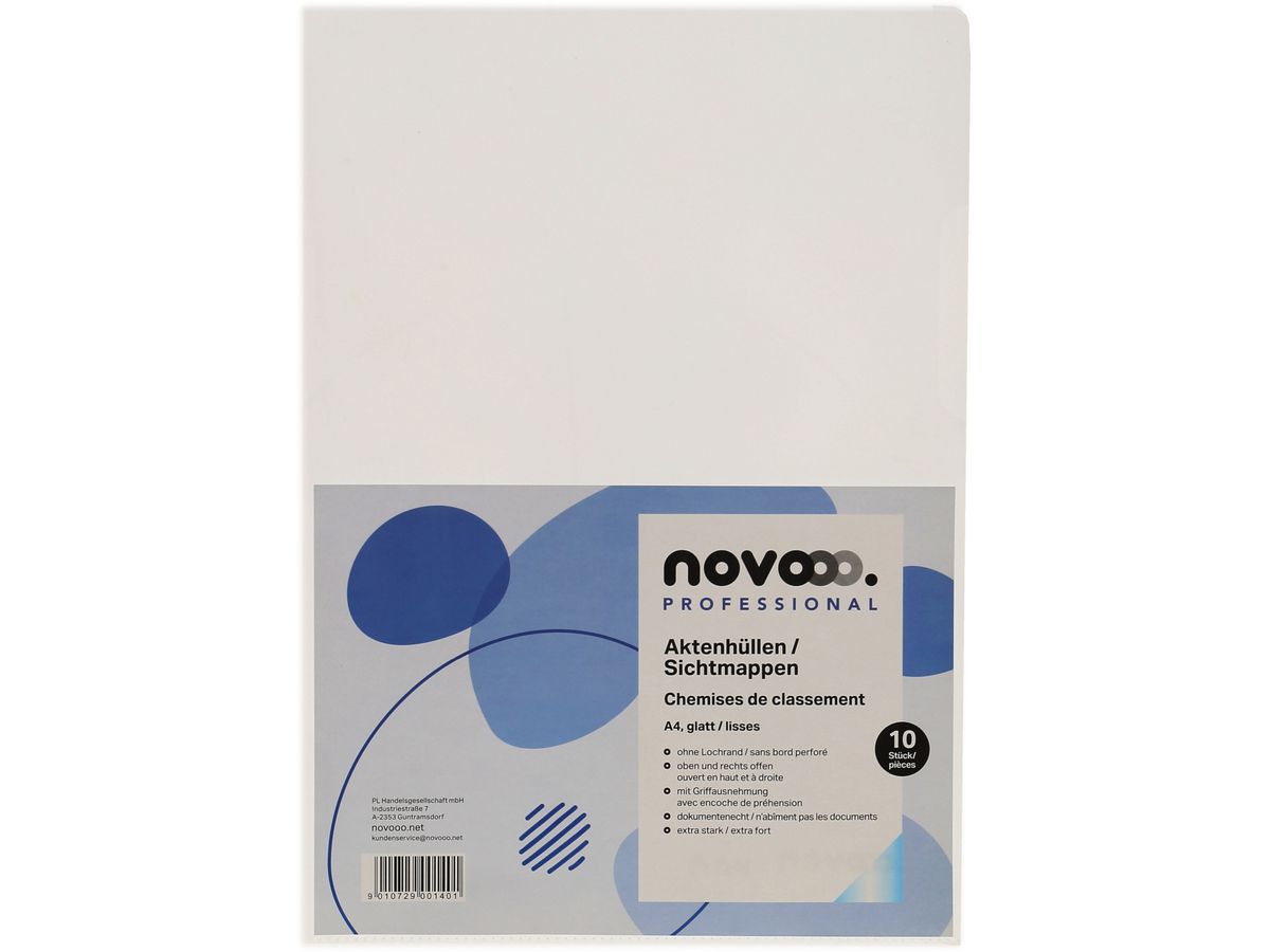 NOVOOO Pro Sichtmappen 140my A4 400197665 transparent glatt 10 Stück (9010729001401)