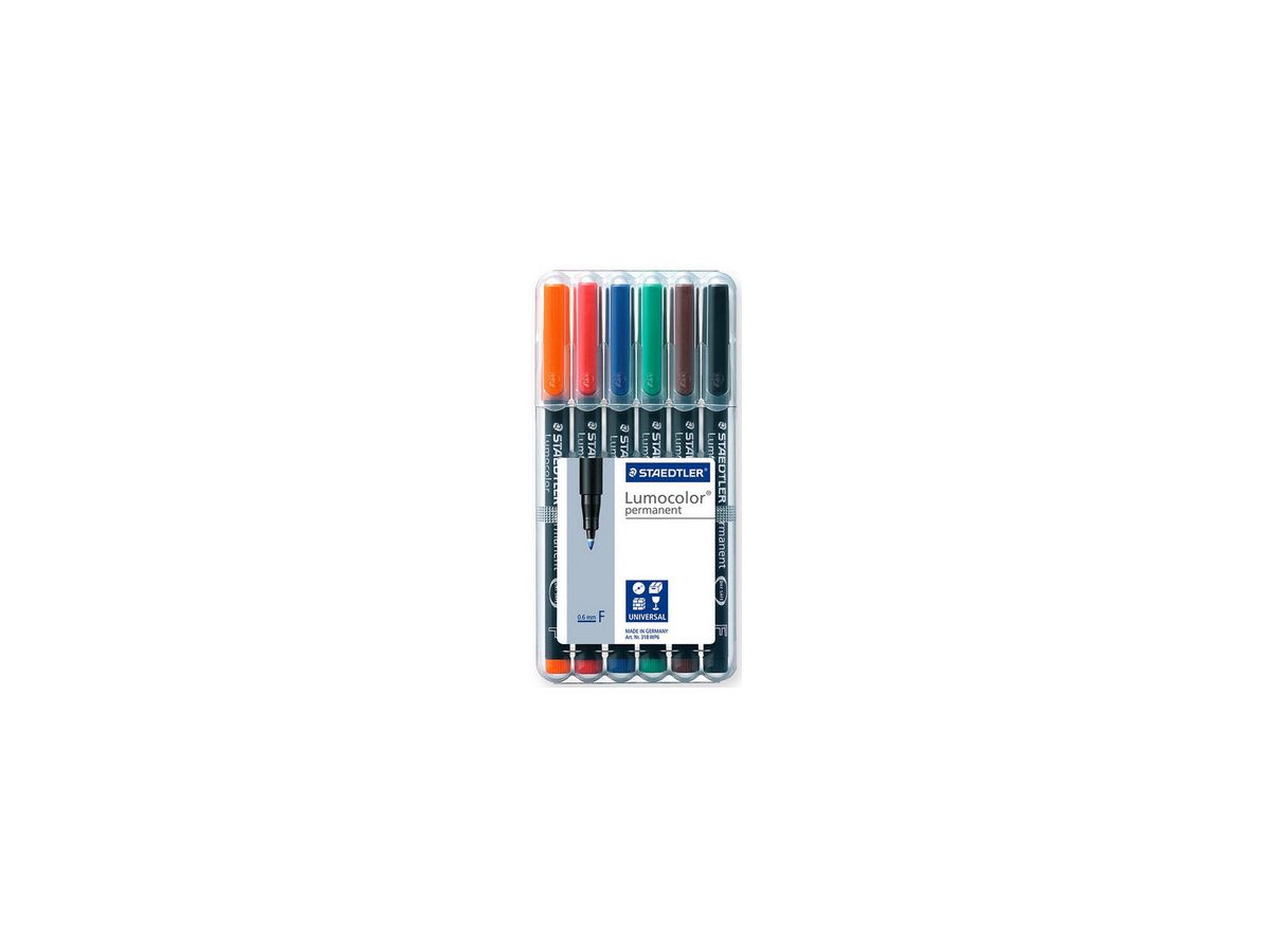 STAEDTLER Lumocolor permanent F 318-WP6 6 Farben ass. (4007817323670)