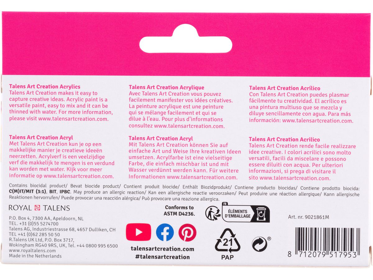 TALENS Acrylfarbe 6x12ml 9021861M Metallic (8712079517953)