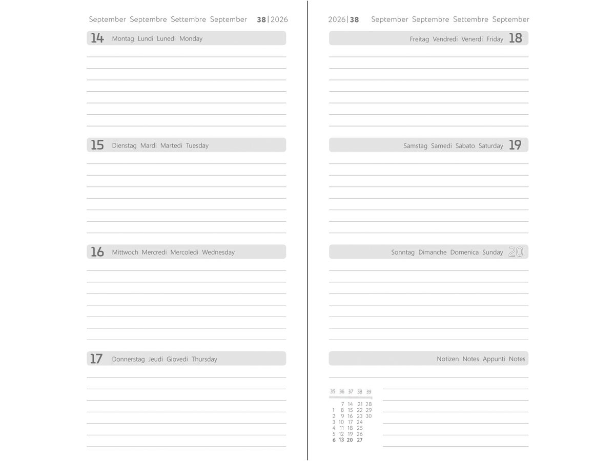 SIMPLEX Ladytimer Pocket 2026 40540.26 1S/2P Cat rose ML 7.5x11.2cm (7611468041103)