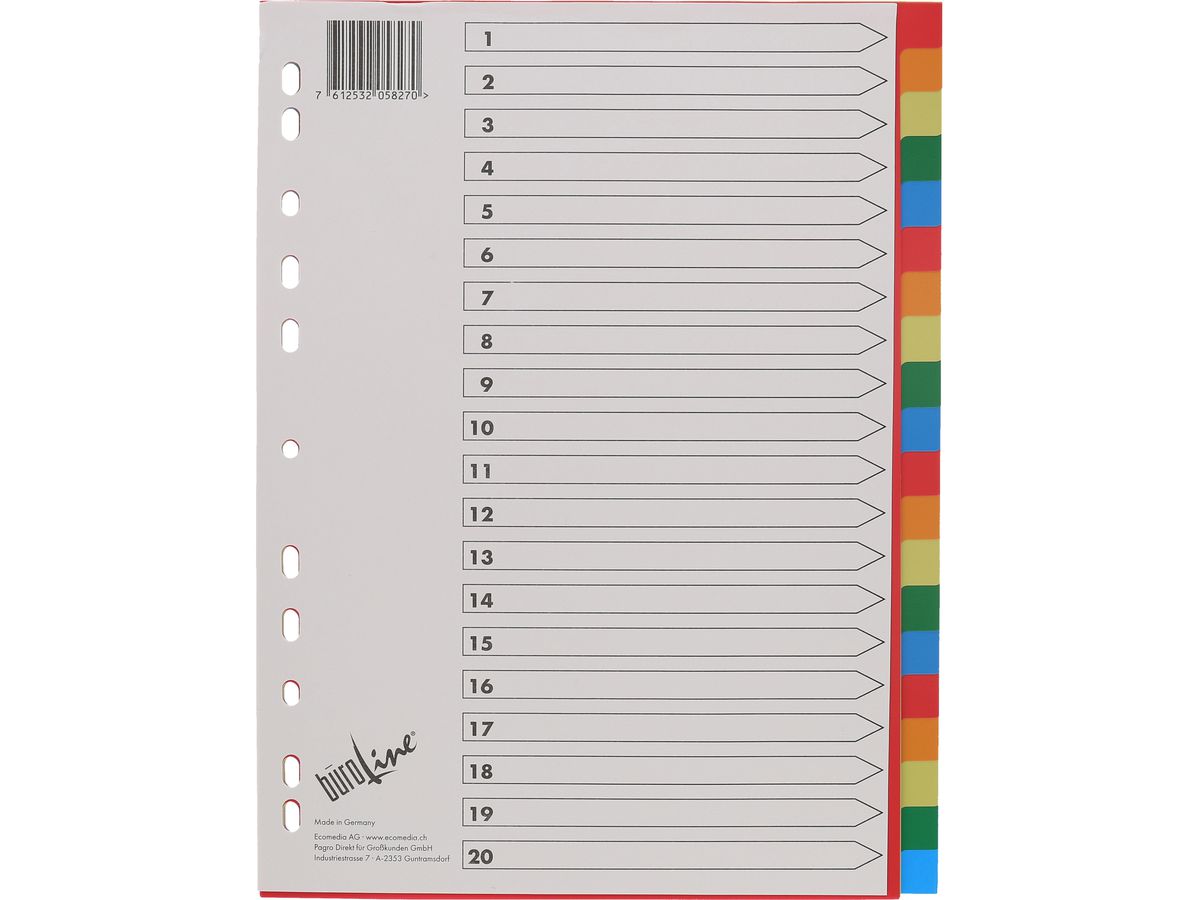 BÜROLINE Répertoires PP A4 40985 multicoloré 20pcs. (7612532058270)