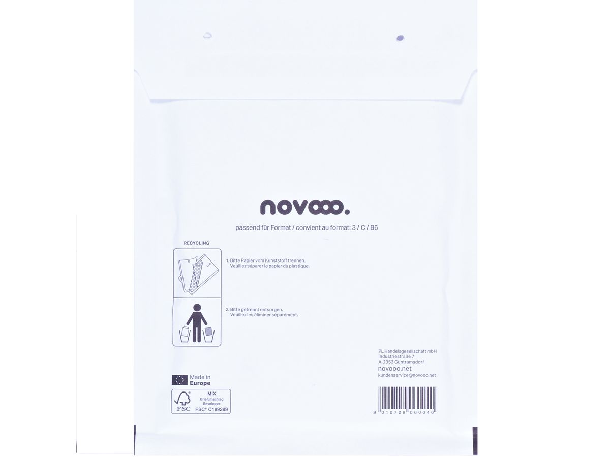NOVOOO Busta imbottita Gr.3 E-1712136 bianco, 170x225mm 100 pezzi (9010729060033)