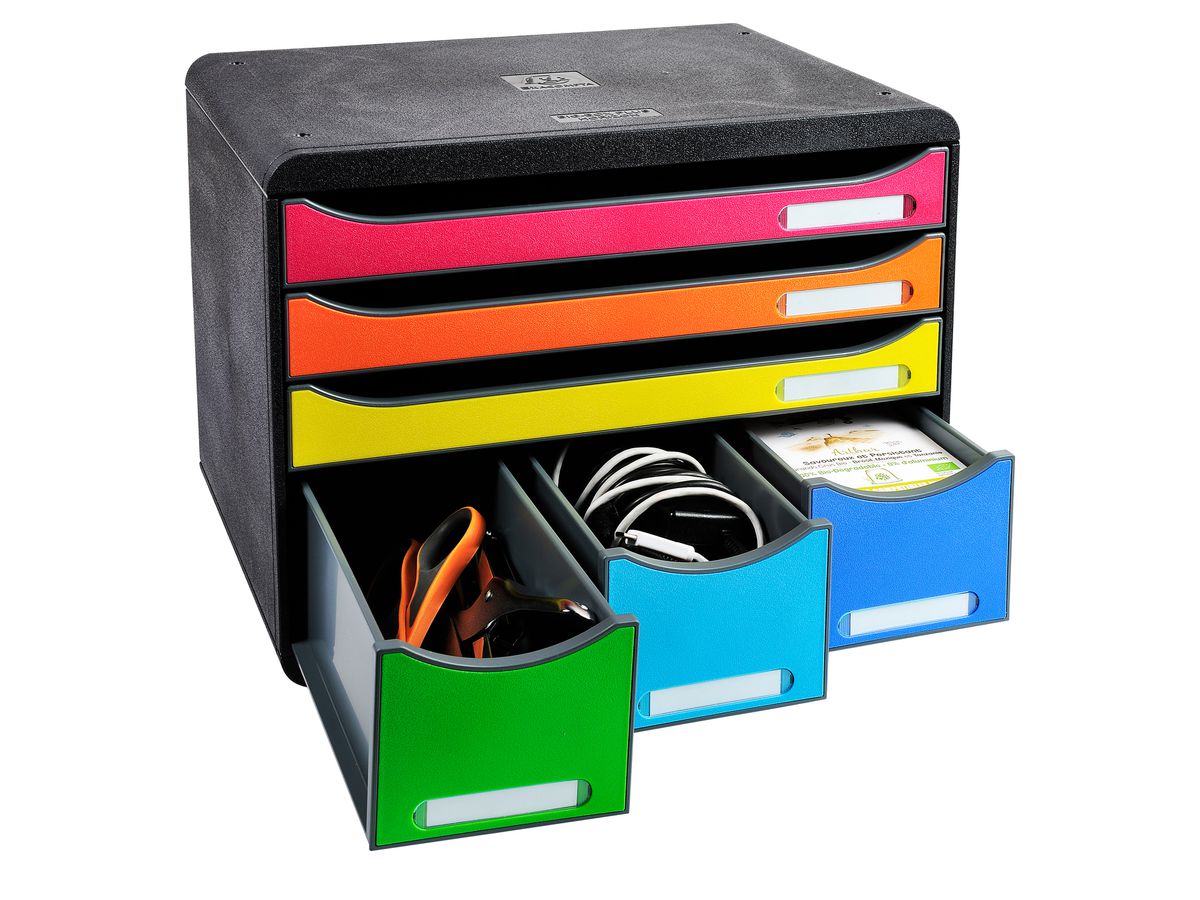 EXACOMPTA Schubladenbox Store-Box Maxi 306798D schwarz/Regenbogen, 6 Schubl. (9002493423909)