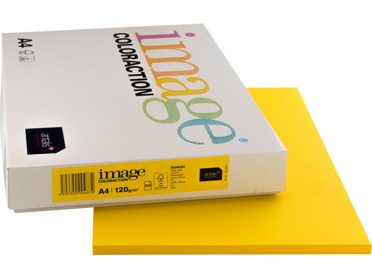 IMAGE COLORACTION Kopierpapier Hawaii A4 266653 120g, intensivgelb 250 Blatt (3597320004872)