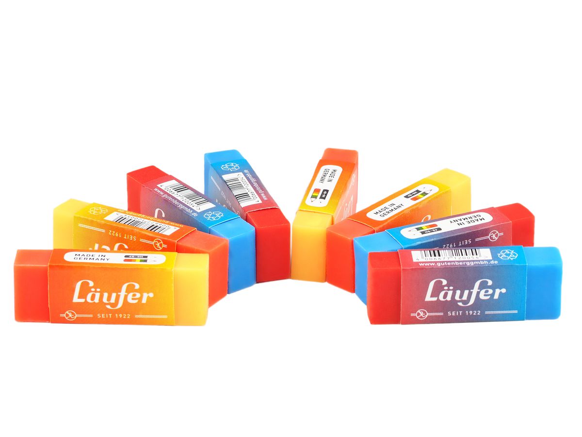 LÄUFER Plast-Radierer 65x21x12mm 12005 farbig ass. (4006677120054)