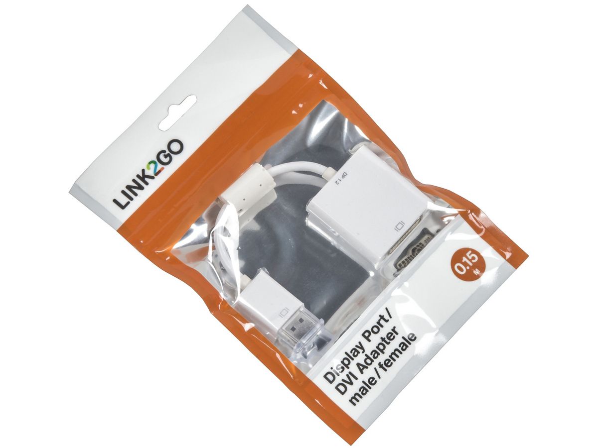 LINK2GO DisplayPort - DVI Adapter AD1111WP male/female, 15cm (7613058028419)
