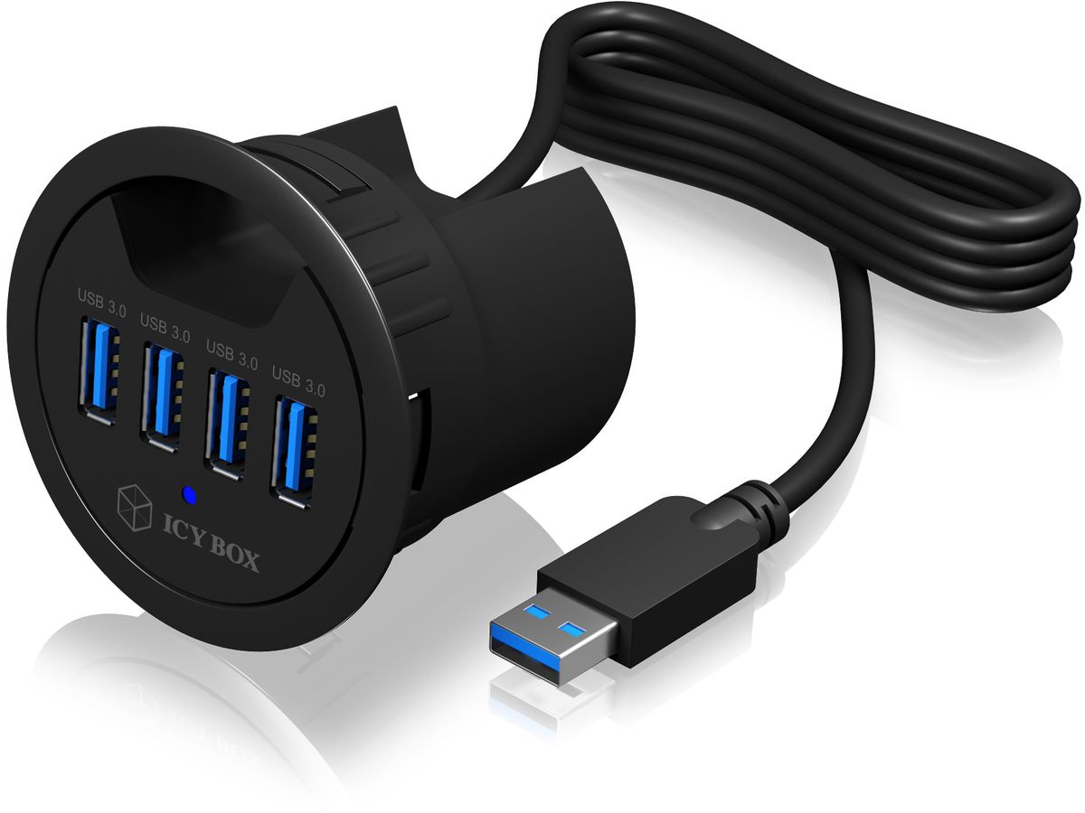 ICY BOX In-Desk USB Hub 60 mm black IB-HUB1403 4x USB 3.0 Typ A (4250078164760)