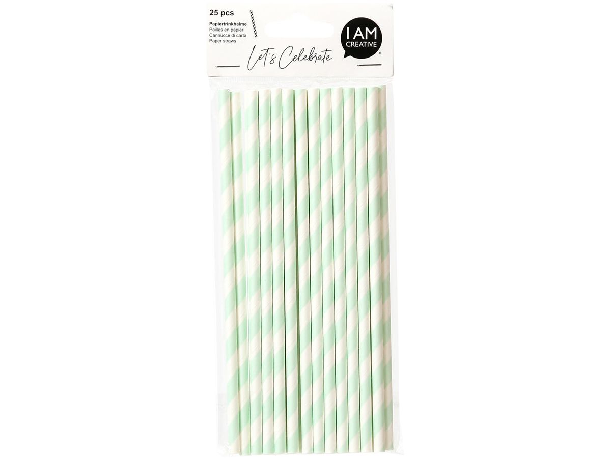 I AM CREATIVE Papiertrinkhalme,mint,19.7cm 6010.921 25 Stück (7611983208166)