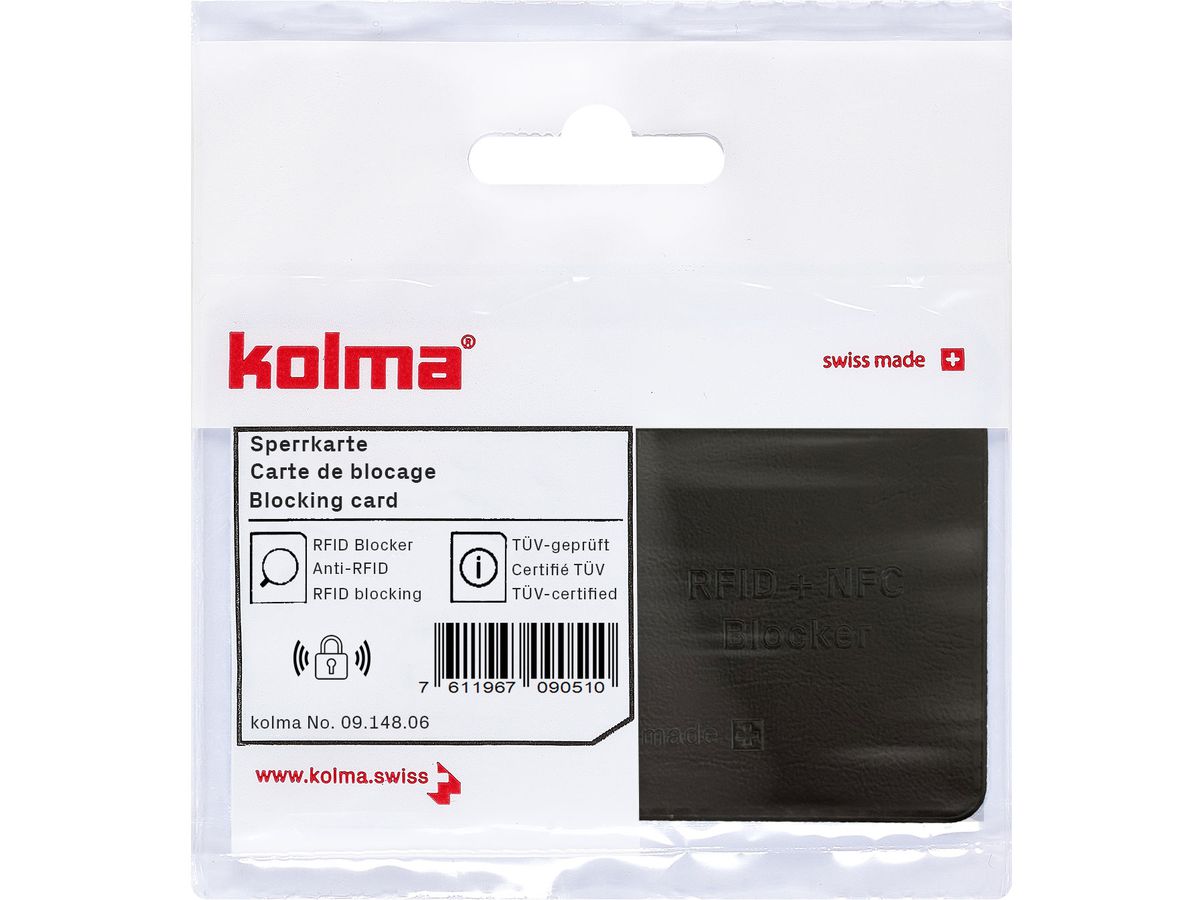 KOLMA Carte de blocage RFID 09.148.06 noir 85x55mm (7611967090510)