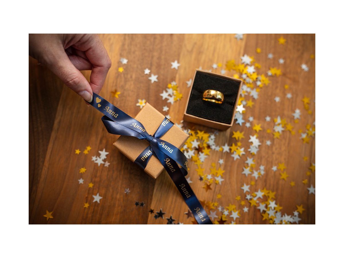 PTOUCH Nastro, tessile oro/blu TZe-RN34 PT-DV600VP 12 mm (4977766770439)