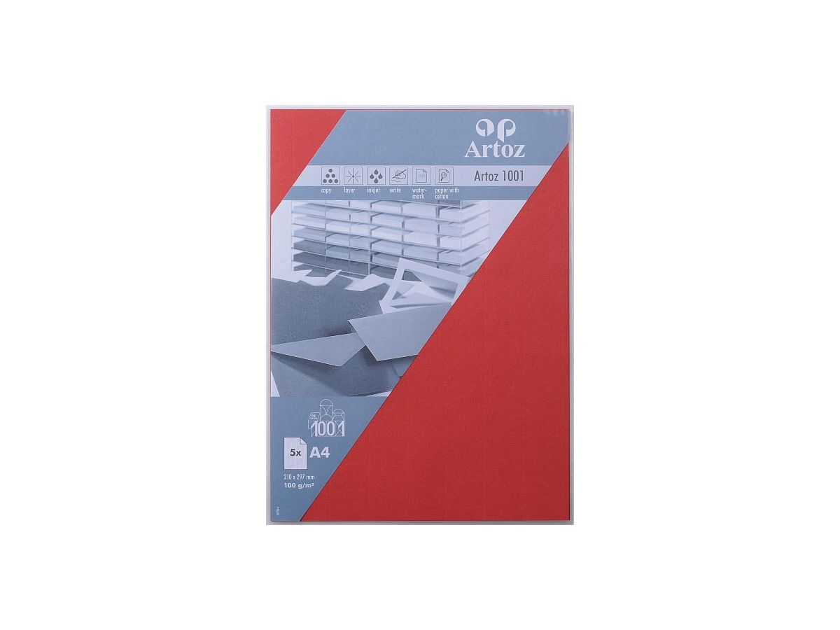 ARTOZ Carta 1001 A4 107796145 100g, rosso 5 fogli (7612450251500)