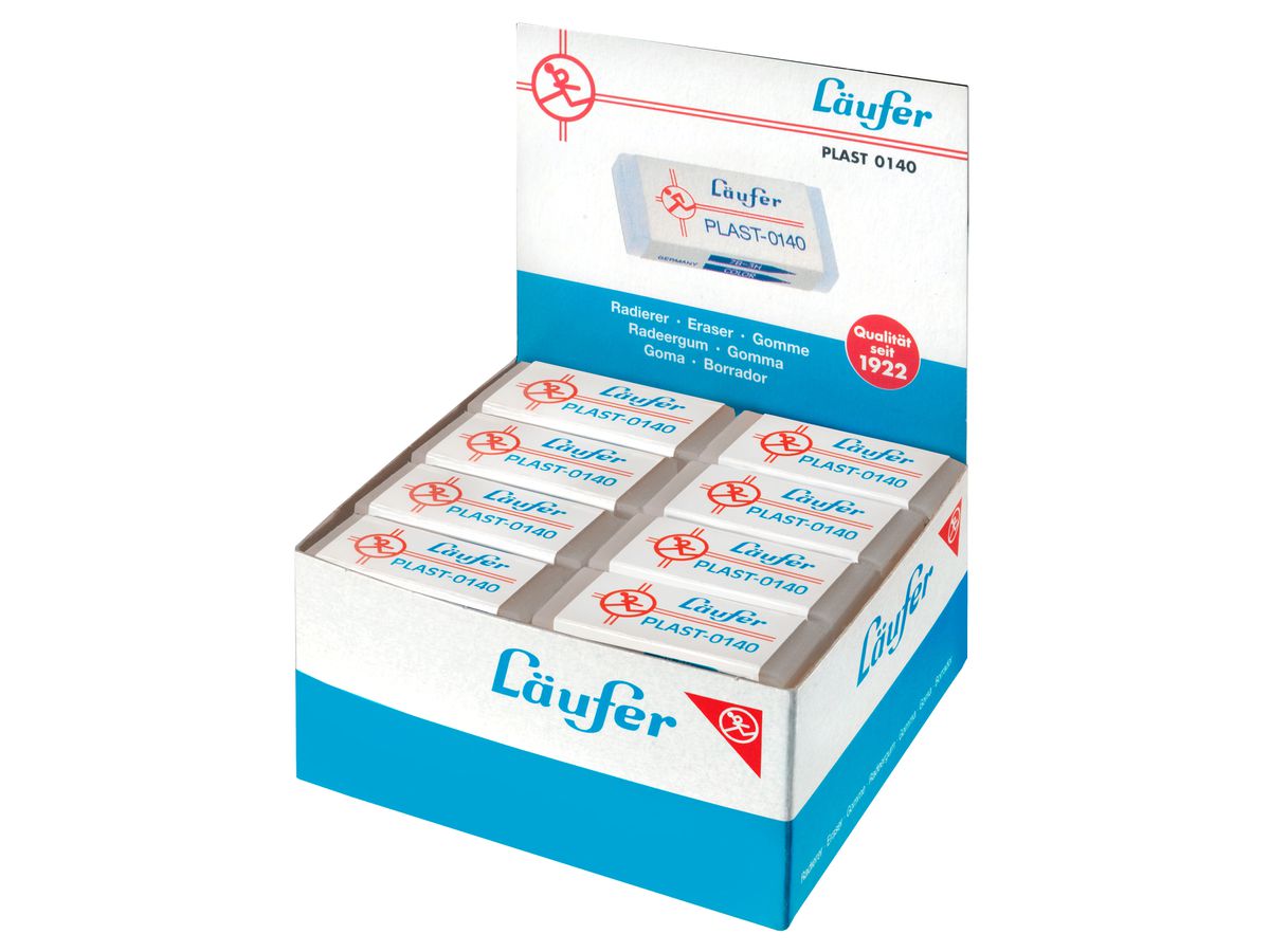 LÄUFER Plast-Radierer 46x20x9mm 01400 mit Kartonmanschette (4006677001407)