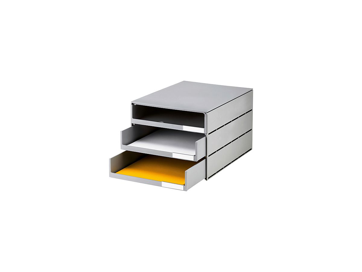 STYRO Schubladenbox styroval öko 14-8051.85 grau/grau 3 Schubladen offen (7612176089173)