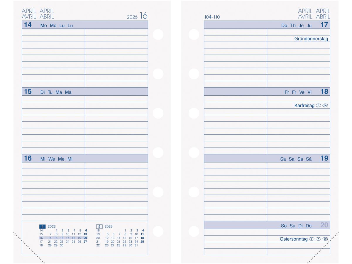 BRUNNEN Timer Mini+ 2026 1072700006 1S/2P ML 7.6x12.7cm (4061947142723)