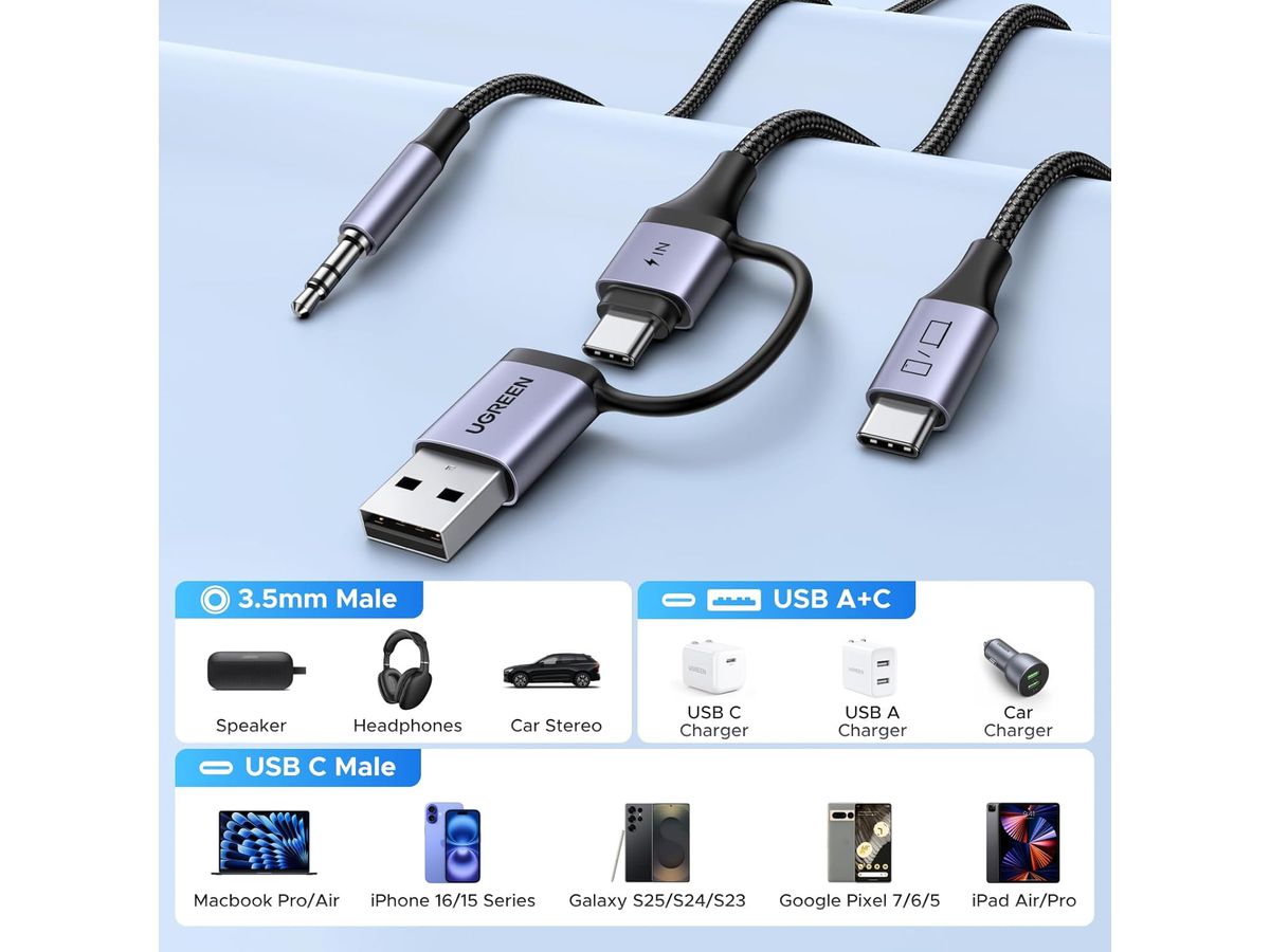 UGREEN Audio Adapter 2-in-1 45009 2xUSB-C, USB-A, 3.5mm (6941876240098)