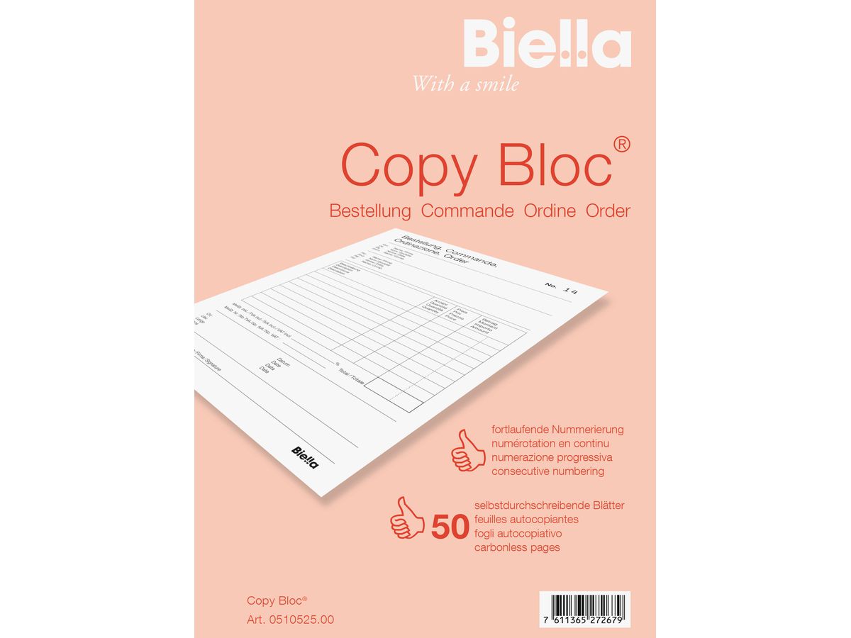 BIELLA Bestellschein COPY-BLOC D/F A5 51052500U selbstdurchschreib. 50x2 Blatt (7611365272679)