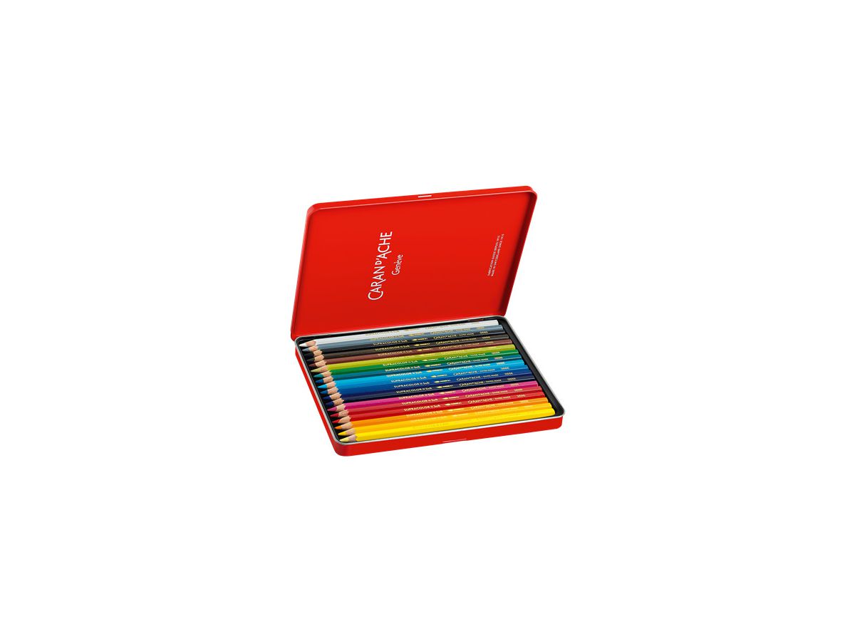 CARAN D'ACHE Farbstifte Supracolor 3,8mm 3888.318 ass. in Metallsch. 18 Stück (7610186043185)