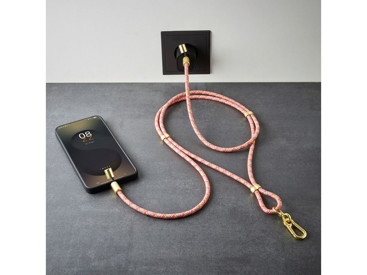 INTENSO Phone Lanyard Charg.Data Cable 7991005 2x USB-C, up to 1.65m neon mix (4034303037223)