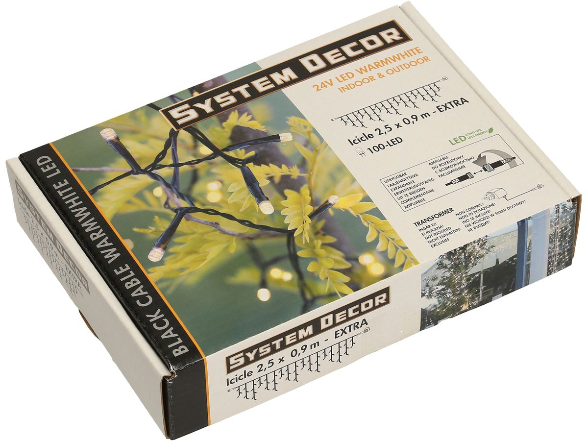 STAR TRADING System Decor Lichterkette 2.5m 12.495-31 Extra, Icicle, schwarz (7391482495310)