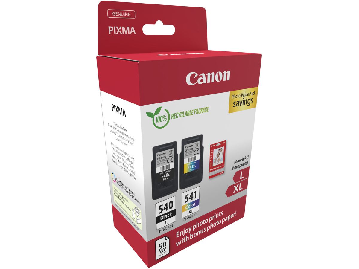 CANON Photo Value Pack L/XL CMYBK PGCL540/1 PIXMA MG2150 GP-501 50fl. (8714574679341)