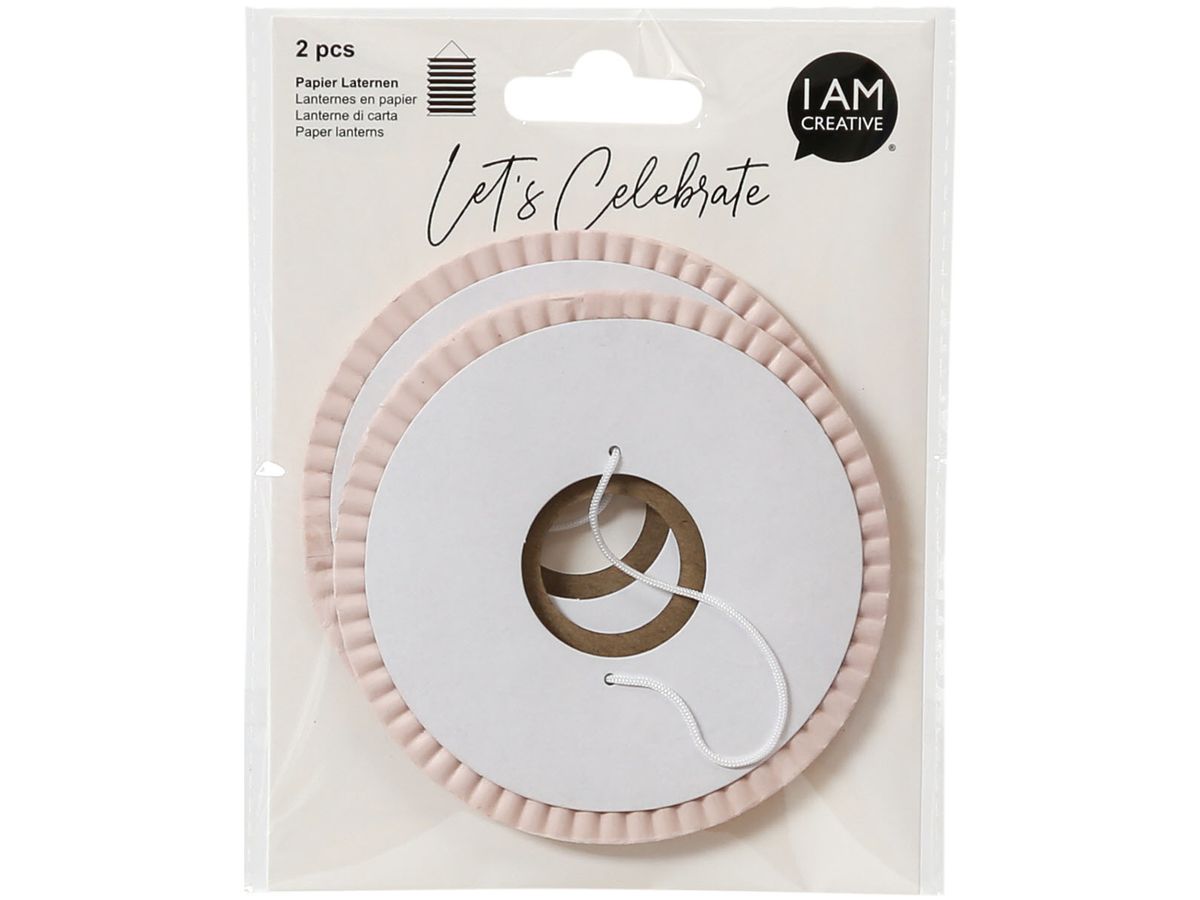 I AM CREATIVE Papier Laterne, rosa, 10cm 6010.971 2 Stück (7611983208432)