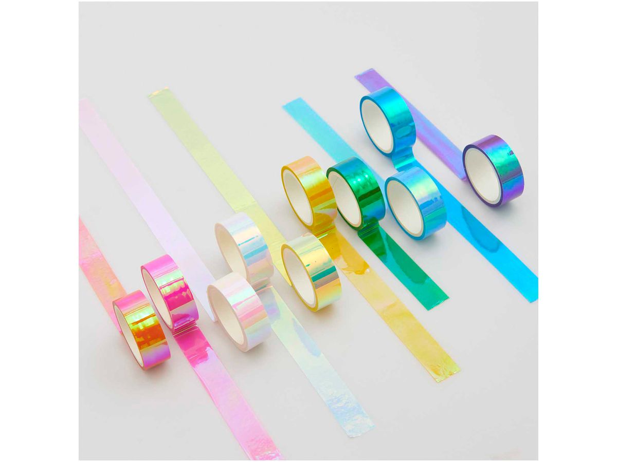 RICO DESIGN Washi Tape Set 15mmx5m 300863 Mirror Rainbow 10 Rollen (4051271417918)