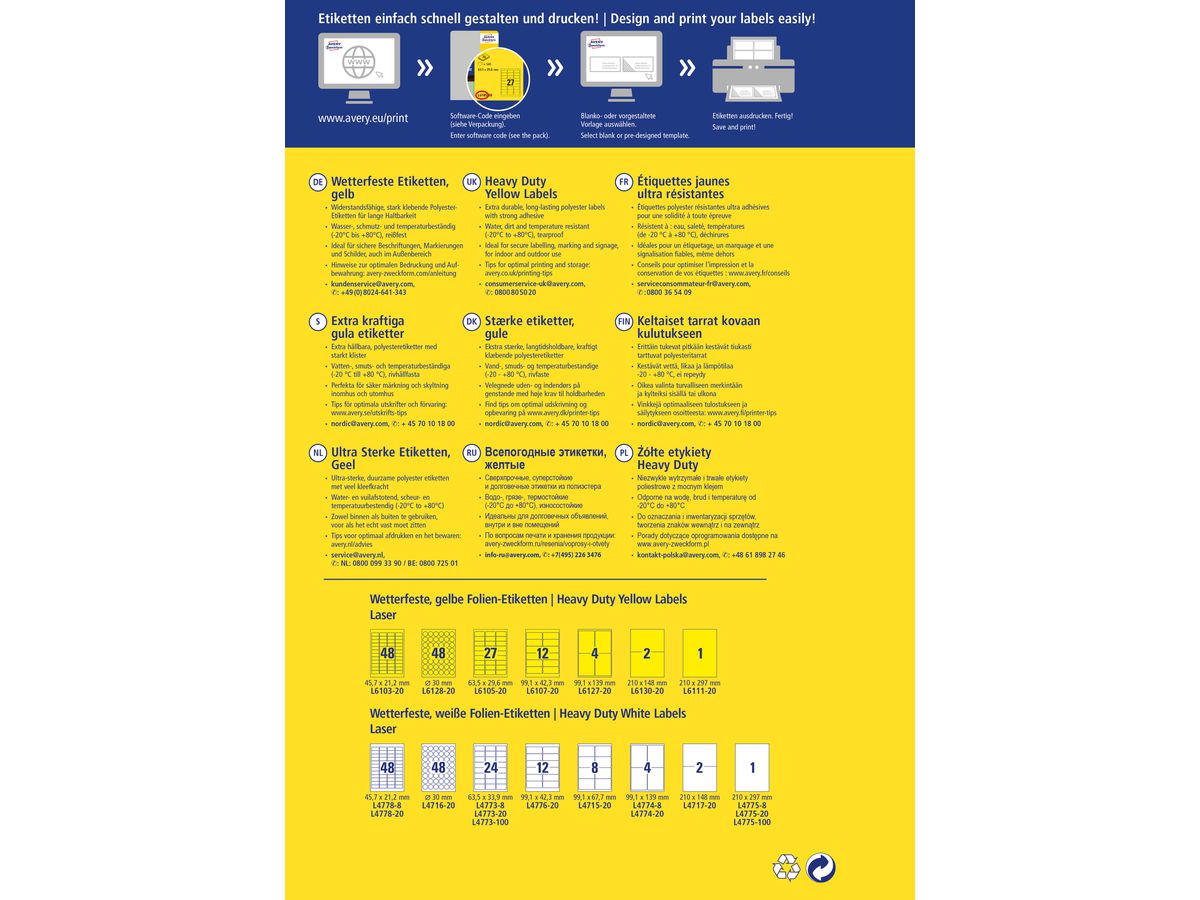 AVERY ZWECKFORM Etichette 45,7×25,4mm L6140-20 Kraft 800 pezzi (4004182059852)